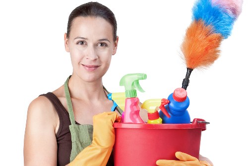 Professional office cleaning in a modern reception area