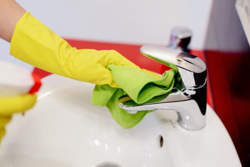 Deep cleaning bathroom tiles and fixtures