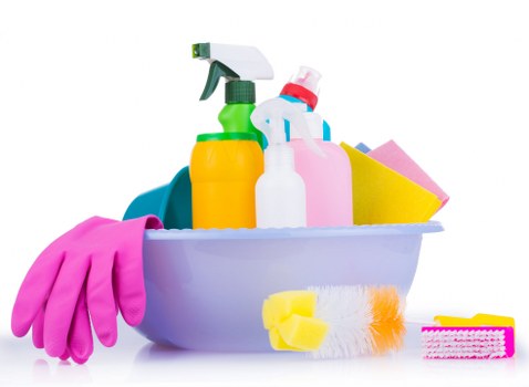 Detailed after builders cleaning of kitchen surfaces and glass