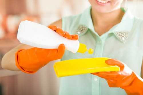 Preparing a sofa for cleaning with tools and spot testing